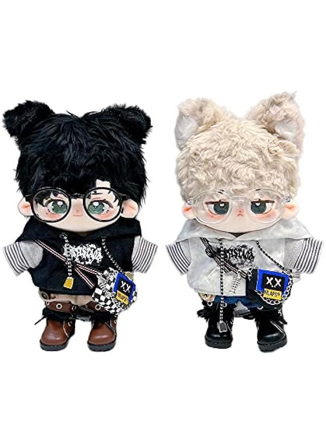 Arabest 20cm Plush Doll Clothes Hoodie Jeans T-Shirt Glasses Backpack Soft Stuffed Plush Toy Dress Up Accessories (Black, 20cm)  - Image 3