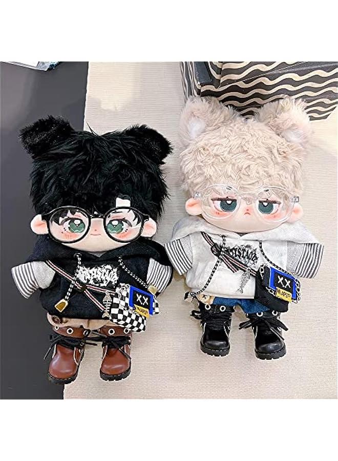 Arabest 20cm Plush Doll Clothes Hoodie Jeans T-Shirt Glasses Backpack Soft Stuffed Plush Toy Dress Up Accessories (Black, 20cm)  - Image 5