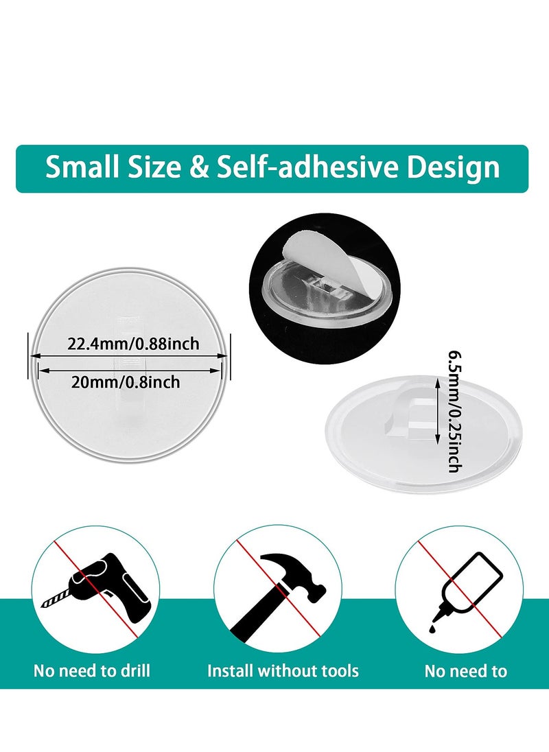SYOSI - 50 Pcs Self Adhesive Ceiling Hooks, Heavy Duty Wall Hooks Clear Small Plastic Hooks No Drilling Transparent Round Sticky Hooks for Livingroom Hanging Suspended Decoration (20mm) - Image 1