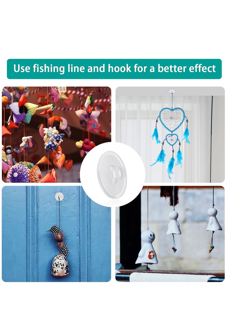 SYOSI - 50 Pcs Self Adhesive Ceiling Hooks, Heavy Duty Wall Hooks Clear Small Plastic Hooks No Drilling Transparent Round Sticky Hooks for Livingroom Hanging Suspended Decoration (20mm) - Image 1