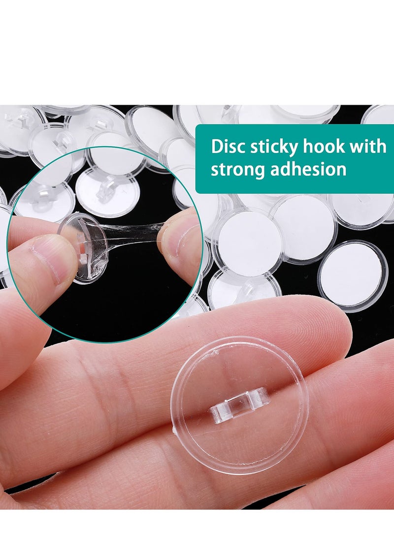 SYOSI - 50 Pcs Self Adhesive Ceiling Hooks, Heavy Duty Wall Hooks Clear Small Plastic Hooks No Drilling Transparent Round Sticky Hooks for Livingroom Hanging Suspended Decoration (20mm) - Image 1
