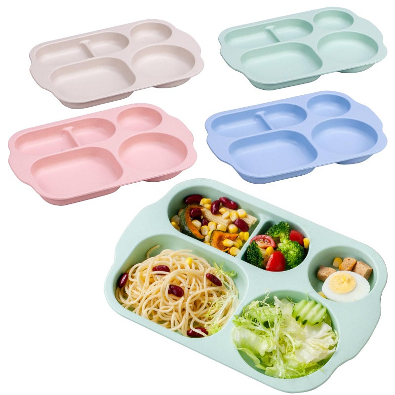 Orrdiffi Dinner Plate Set 11inch Unbreakable Divided Plates 5 Compartment Healthy Plate Portion Plates for Adults Kids BBA FreeReusableLightweightMicrowave and Dishwasher Safe