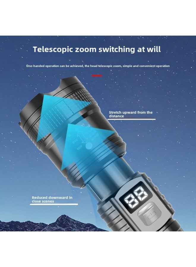 Loquat Strong Digital Flashlight Zoom Long-shot Charging Outdoor Portable Home Lighting Night Fishing Emergency Flashlight-color:K6607 Digital Display Model - Image 5