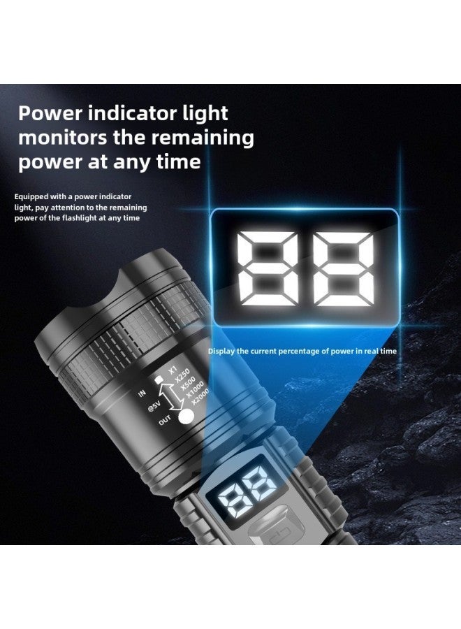 Loquat Strong Digital Flashlight Zoom Long-shot Charging Outdoor Portable Home Lighting Night Fishing Emergency Flashlight-color:K6607 Digital Display Model - Image 3
