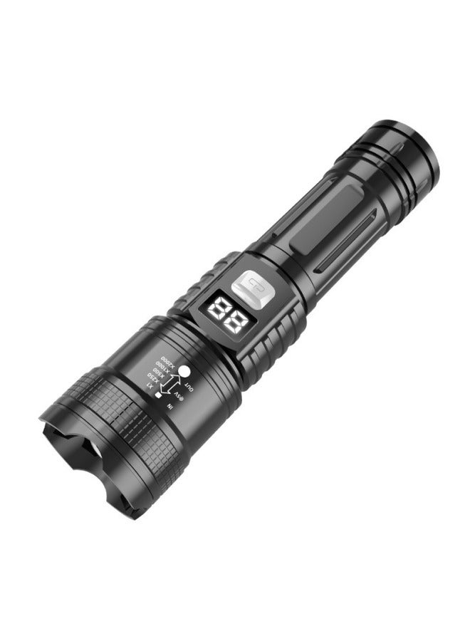 Loquat Strong Digital Flashlight Zoom Long-shot Charging Outdoor Portable Home Lighting Night Fishing Emergency Flashlight-color:K6607 Digital Display Model - Image 1