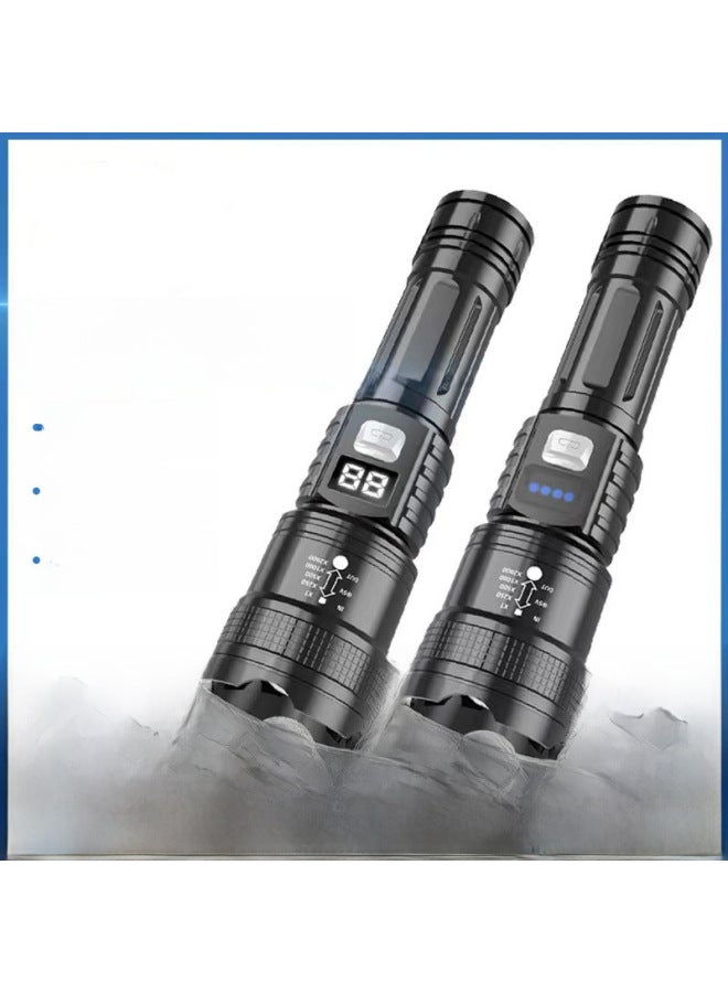 Loquat Strong Digital Flashlight Zoom Long-shot Charging Outdoor Portable Home Lighting Night Fishing Emergency Flashlight-color:K6607 Digital Display Model - Image 2