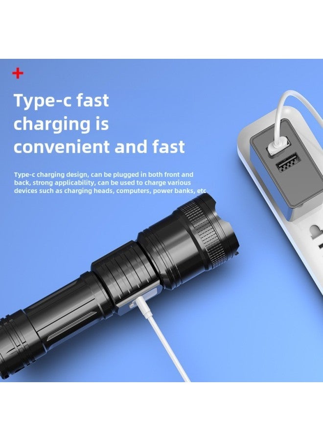 Loquat Strong Digital Flashlight Zoom Long-shot Charging Outdoor Portable Home Lighting Night Fishing Emergency Flashlight-color:K6607 Digital Display Model - Image 4