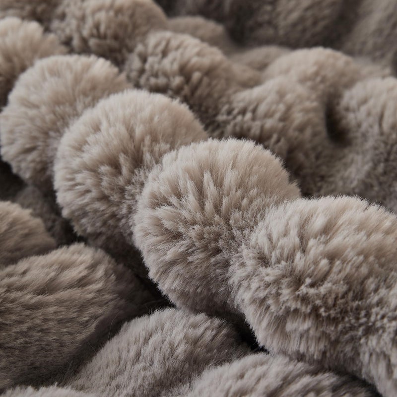 COOVA Faux Fur Throw Blanket for Couch, Cozy Soft and Fuzzy Plush Rabbit Fur Bubble Blanket for Sofa Bedroom Living Room, 50x60 Inches Grey - Image 4