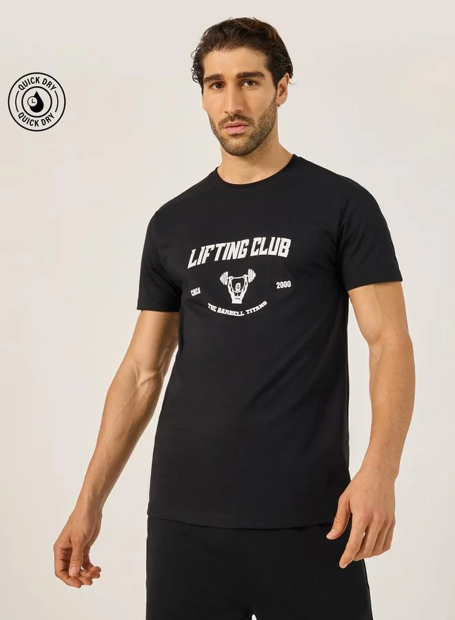 Styli Active Graphic Print Crew Neck Regular Fit T-Shirt