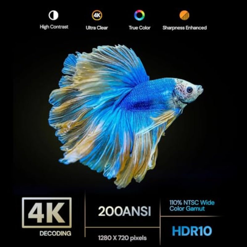 Portable home theater movie projector for indoor use, ABS plastic body, black color, 200 ANSI lumens brightness and electric focus for sharp image clarity - Image 3