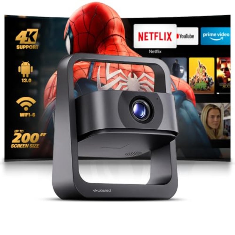 Portable home theater movie projector for indoor use, ABS plastic body, black color, 200 ANSI lumens brightness and electric focus for sharp image clarity - Image 1