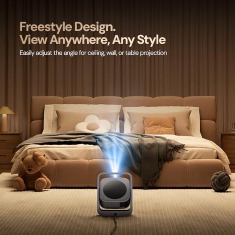 Portable home theater movie projector for indoor use, ABS plastic body, black color, 200 ANSI lumens brightness and electric focus for sharp image clarity - Image 2