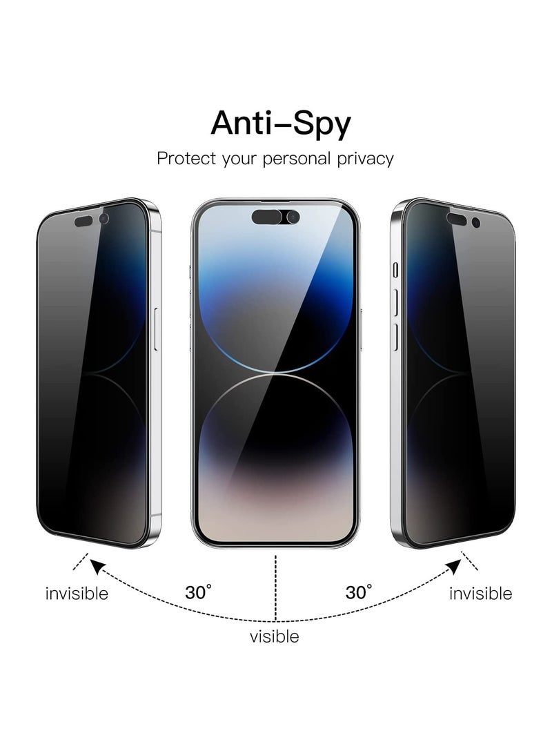 9H IPhone 14 Pro Max Full Privacy Tempered Glass Screen Protection, Anti-Spy 9H Hardness, Full Cover Explosion-Proof Screen, [Case Friendly] [Bubble Free] - Black - Image 3
