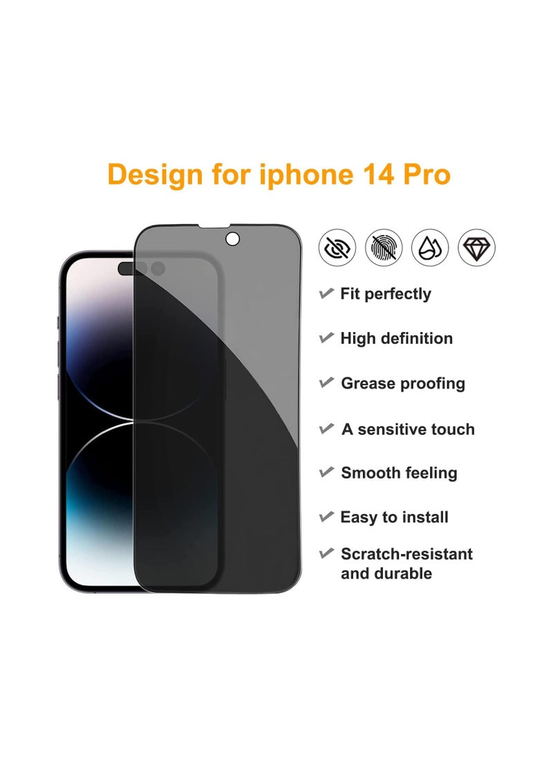 9H - IPhone 14 Pro Max Full Privacy Tempered Glass Screen Protection, Anti-Spy 9H Hardness, Full Cover Explosion-Proof Screen, [Case Friendly] [Bubble Free] - Black - Image 1