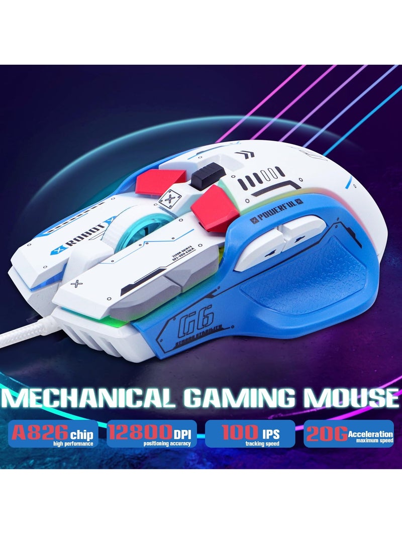 Wired Gaming Mouse, 12800 DPI Optical Gamer Mouse with 10 Programmable Buttons, Colorful RGB Lights, Computer Mouse for PCu0026Laptop, Ergonomic Gaming Mouse with Thumb Rest for Gaming and Working - Image 2