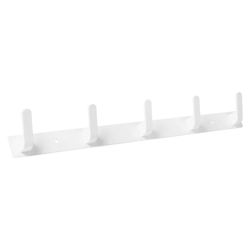 ninegridisland Ninegrid Island 5 White Wall Mounted Towel Hooks for Bathrooms Farmhouse Style Adhesive Stick on Wall Hook Rack for Bath Towels Robes Hats Keys - Image 2