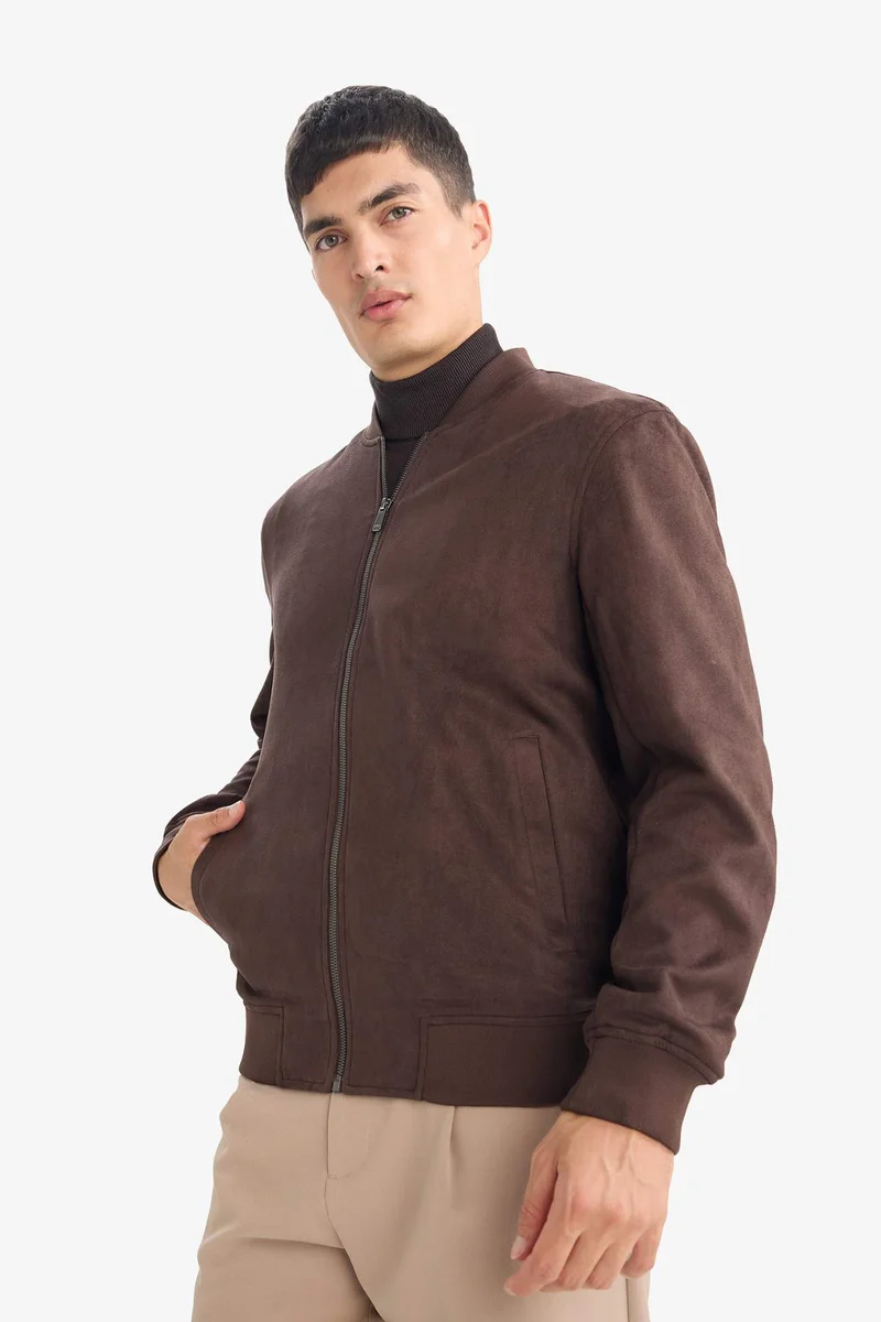 Defacto  Slim Fit Lined Suede Lined Bomber Jacket for Men | Best Price UAE