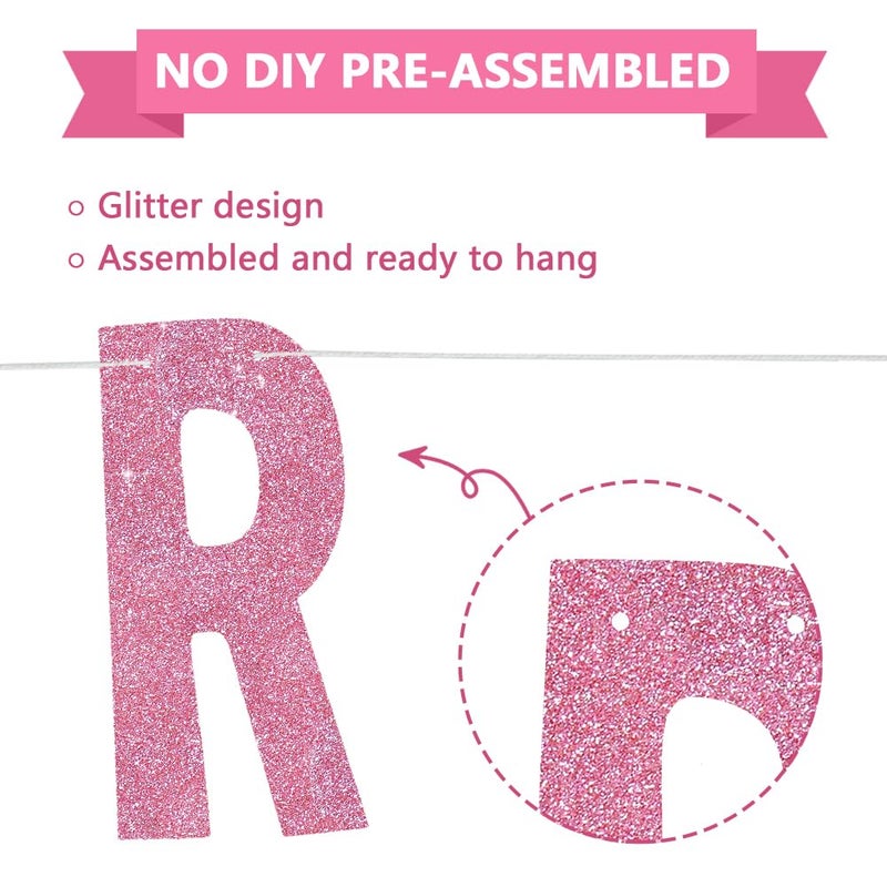 BEISHIDA Pink You're Like Really Pretty Glitter Banner,NO DIY, Pre-Strung Mean Girls Birthday Party Bachelorette Party Decorations,Birthday Gift for Girl - Image 3