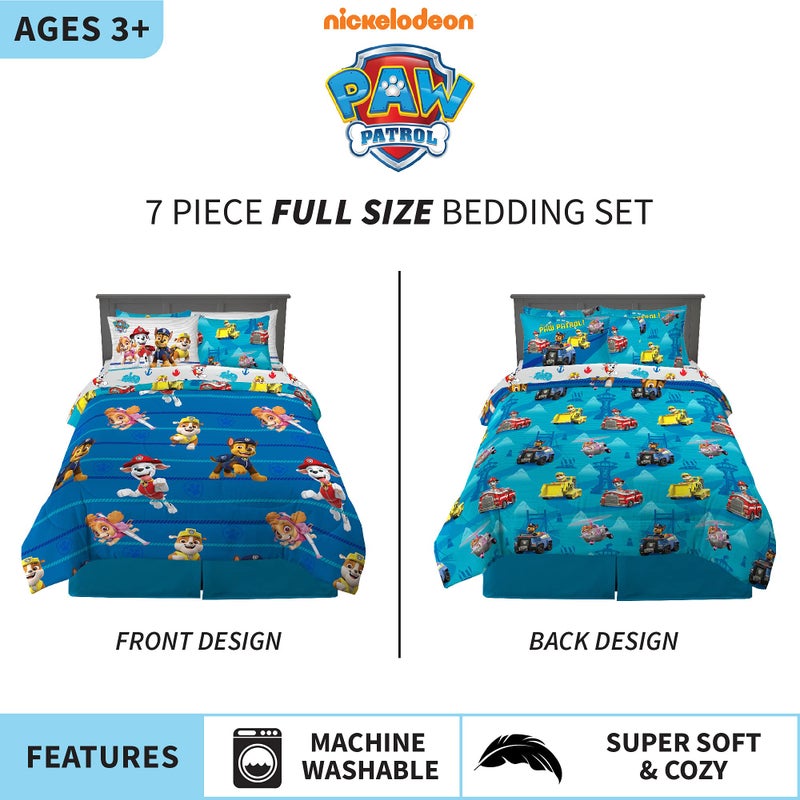 Franco Kids Bedding Super Soft Comforter and Sheet Set with Sham, 7 Piece Full Size, Paw Patrol - Image 2