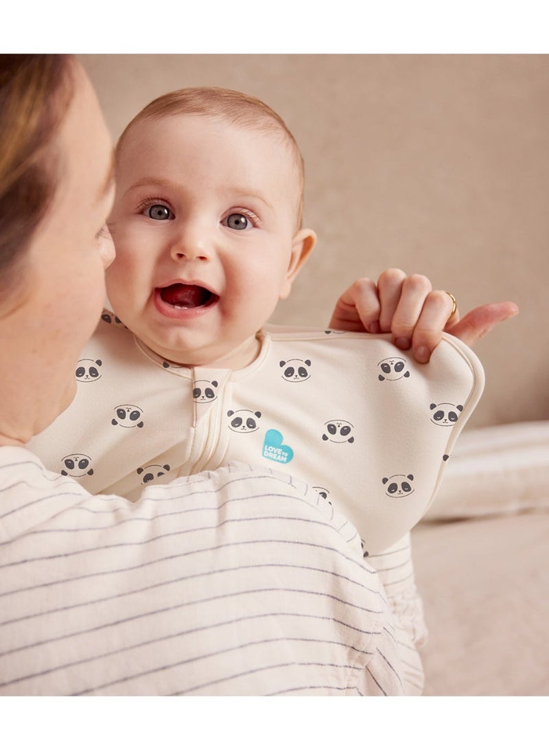 LOVE TO dream Swaddle Up 1.0 TOG Baby Swaddle Sack, Infant Sleep Sack, Soft Breathable Swaddle Blanket, Cozy Baby Sleeping Bag for Comfortable Sleep, Sleepy Panda Cream - Image 2