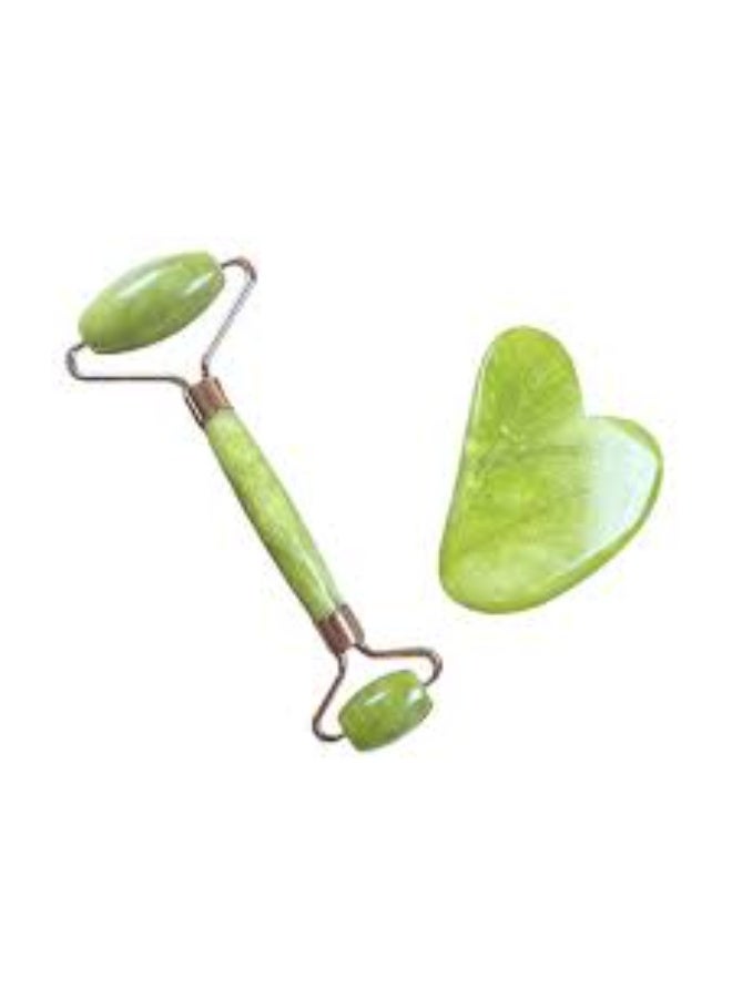 Face Massager Best Natural Green Jade Roller Gua Sha Skin Care Thin Face Guasha Scraping Board - Image 1