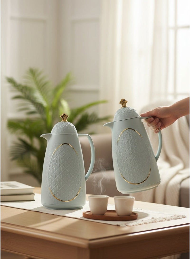 HOMEVEO 1 liter tea or coffee thermos set keeps drinks hot for a long time - Image 1