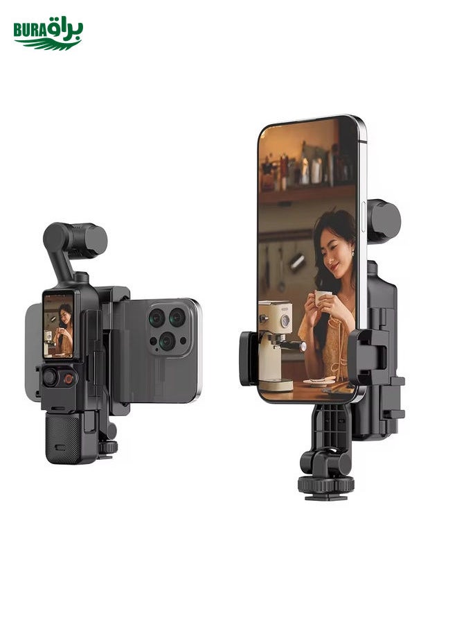 BURAQ For DJI Osmo Pocket 3 Phone Holder Expansion Bracket With 3 Cold Shoe Port(Black)  - Image 1