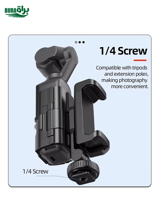 BURAQ For DJI Osmo Pocket 3 Phone Holder Expansion Bracket With 3 Cold Shoe Port(Black)  - Image 3