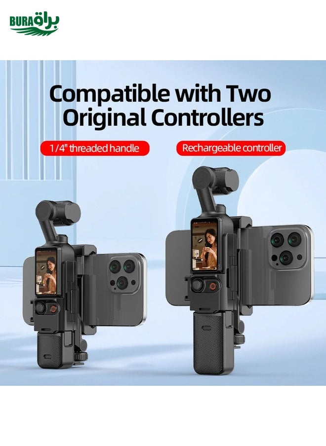BURAQ For DJI Osmo Pocket 3 Phone Holder Expansion Bracket With 3 Cold Shoe Port(Black)  - Image 5