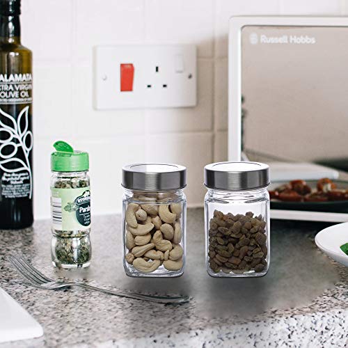 Cutting EDGE Multipurpose 310ml Transparent Glass Jar/Barni for Kitchen, Aachar Pickle, Chutney, Dry Fruits, Masala, Grocery, Grains Storage with Silver See-Through Cap (Set of 2) - Image 5