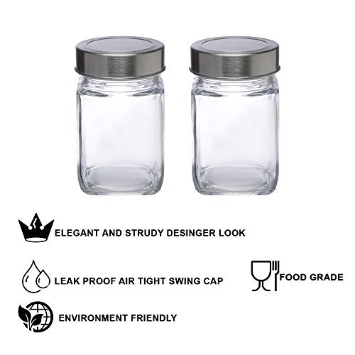 Cutting EDGE Multipurpose 310ml Transparent Glass Jar/Barni for Kitchen, Aachar Pickle, Chutney, Dry Fruits, Masala, Grocery, Grains Storage with Silver See-Through Cap (Set of 2) - Image 4