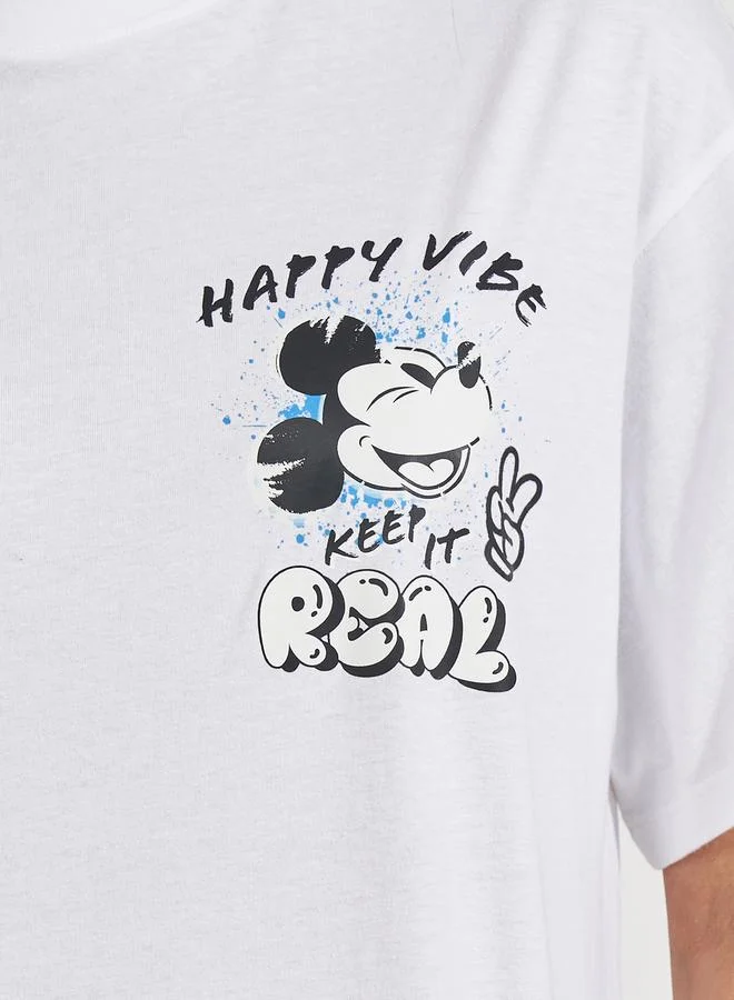 Styli Mickey Mouse Happy Vibe Graphic Oversized T-Shirt