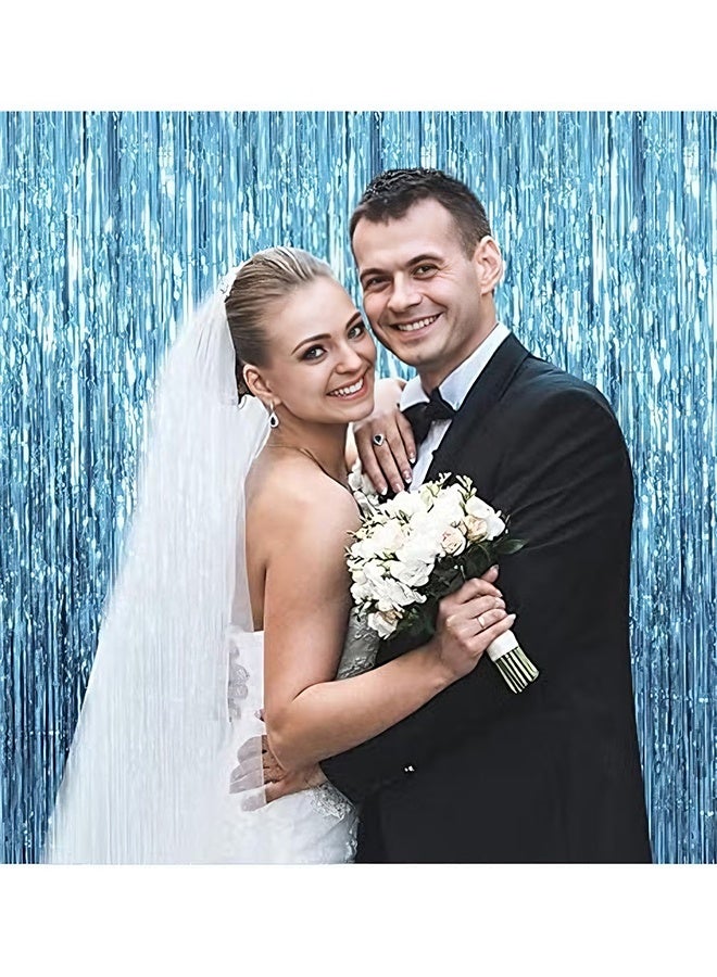 هابي دي عبوتان من الزينة الزرقاء للحفلات شريط خلفية قصاصات احتفالية بطابع المحيط ستارة رقائق للحفلات باللمعان الأزرق لتزيين أعياد الميلاد وحفلات البيبي شاور وحفلات العزوبية - Image 5