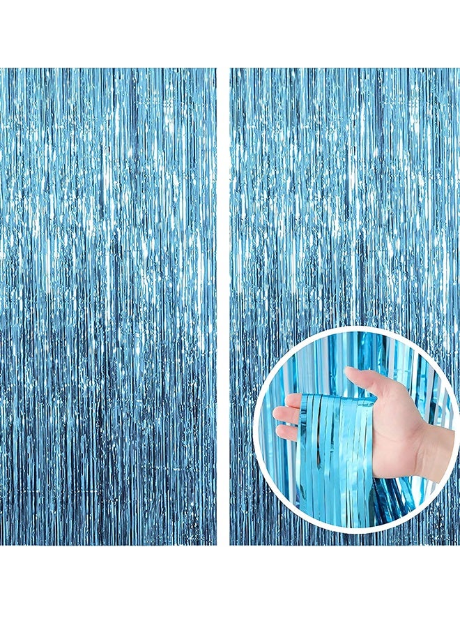 هابي دي عبوتان من الزينة الزرقاء للحفلات شريط خلفية قصاصات احتفالية بطابع المحيط ستارة رقائق للحفلات باللمعان الأزرق لتزيين أعياد الميلاد وحفلات البيبي شاور وحفلات العزوبية - Image 1