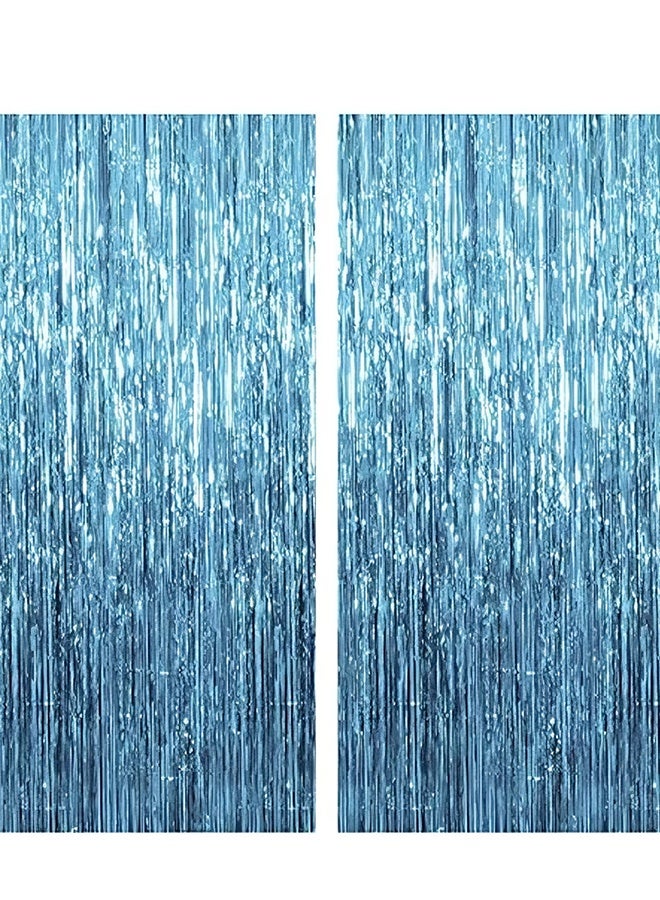 هابي دي عبوتان من الزينة الزرقاء للحفلات شريط خلفية قصاصات احتفالية بطابع المحيط ستارة رقائق للحفلات باللمعان الأزرق لتزيين أعياد الميلاد وحفلات البيبي شاور وحفلات العزوبية - Image 3