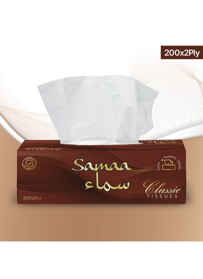Samaa Facial Classic Soft White Tissues Boxes 200 Sheets 2 Ply Pack of 5  - Image 2