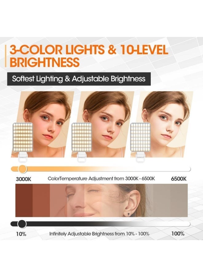 الفضاء الرقمي مصباح سيلفي مغناطيسي محمول، 128 خرزة إضاءة LED مع 3 أوضاع، 10 مستويات سطوع لإضاءة الكاميرا، 2000 مللي أمبير/ساعة USB-C قابلة لإعادة الشحن، مصباح فيديو لكاميرا الهاتف، تسجيل الفيديو، التدوين بالفيديو (مشبك) - Image 3