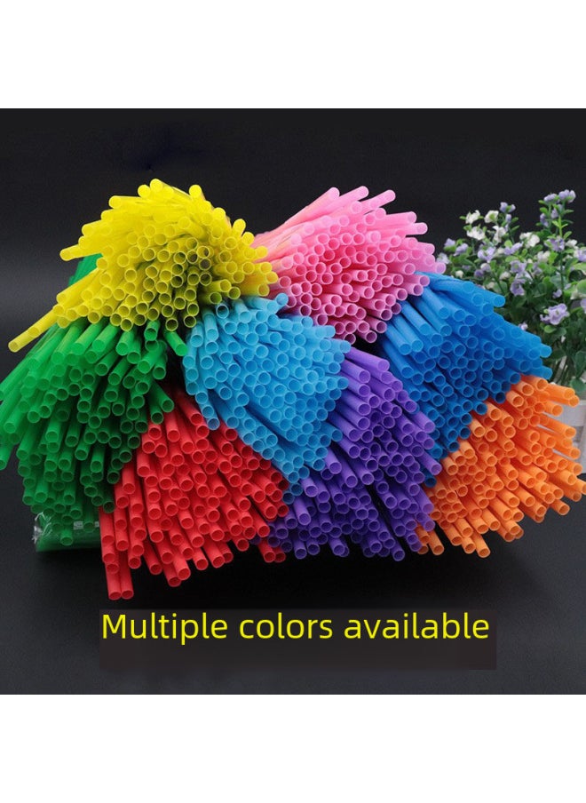 Generic - Mi Tao Disposable Plastic Color Art Straw Modeling Creative Elbow Monochrome 100 10 Color Selection-Color:Yellow 100/bag - Image 1