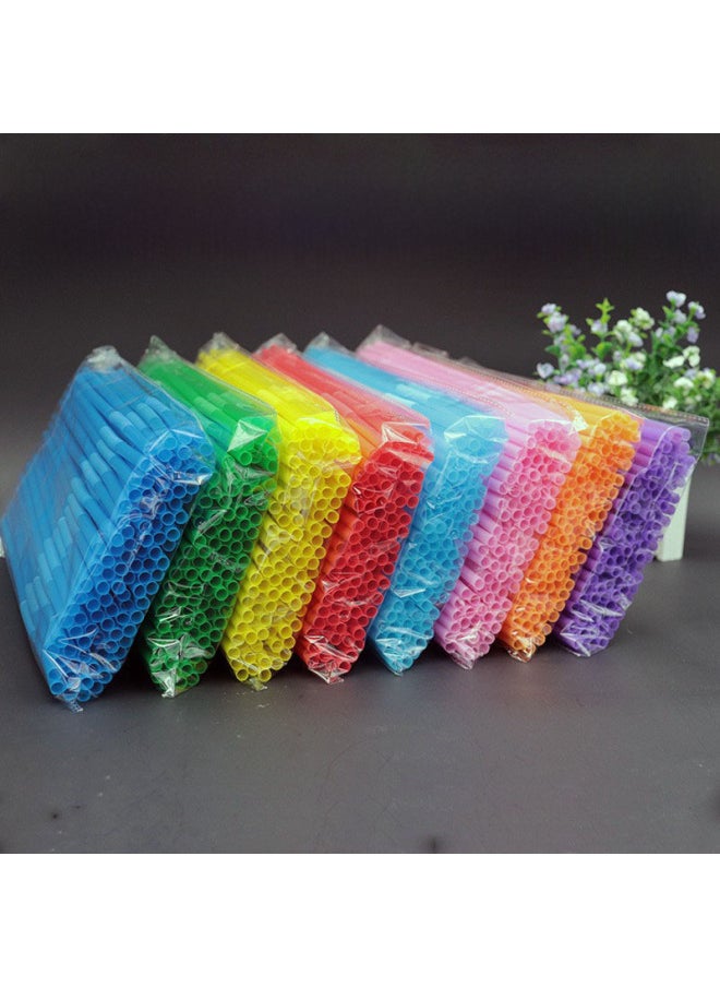 Generic - Mi Tao Disposable Plastic Color Art Straw Modeling Creative Elbow Monochrome 100 10 Color Selection-Color:Yellow 100/bag - Image 1