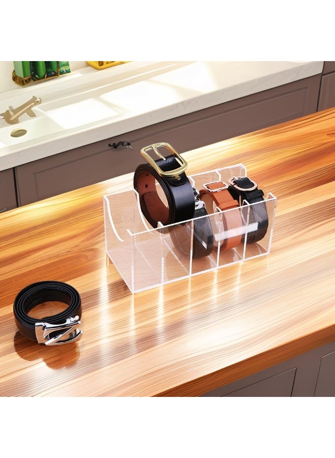TPGP Belt Organizer, Closet Belt Organizer, 5 Compartment Belt and tie Display Cabinet, Acrylic Clear Belt Box Storage Holder for Closets and Drawers  - Image 3