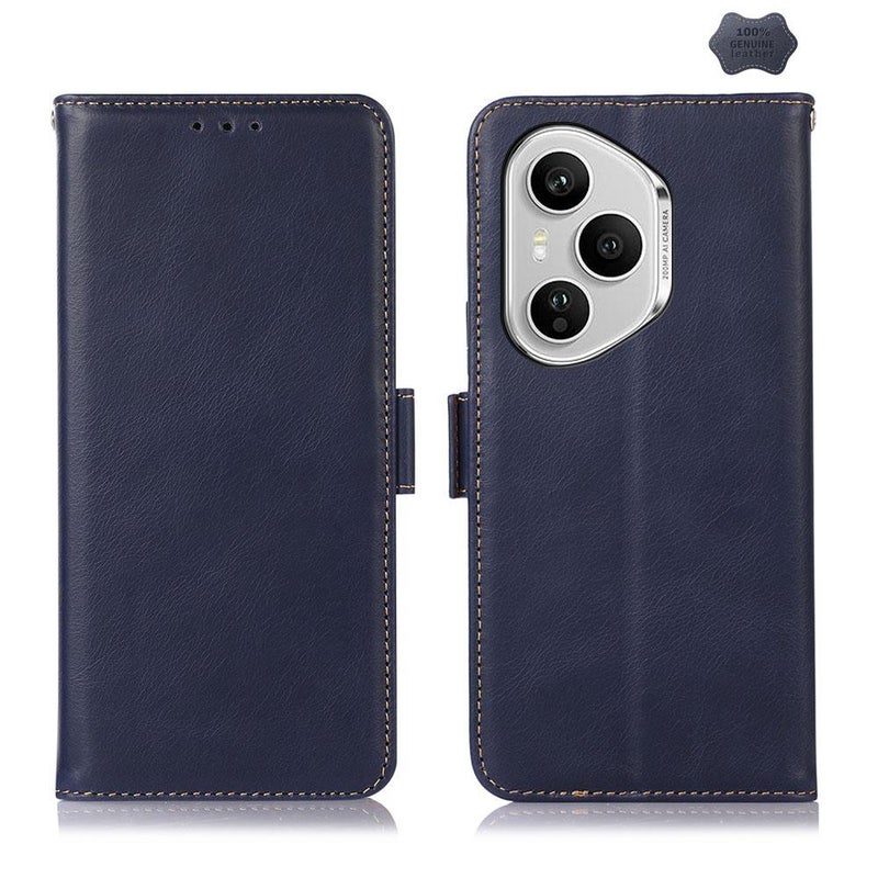 إيروريكس جراب هاتف من جلد البقر من الطبقة العلوية Crazy Horse مقاس 160.8 مم لهاتف Honor 400 Pro Global (أزرق) - Image 1