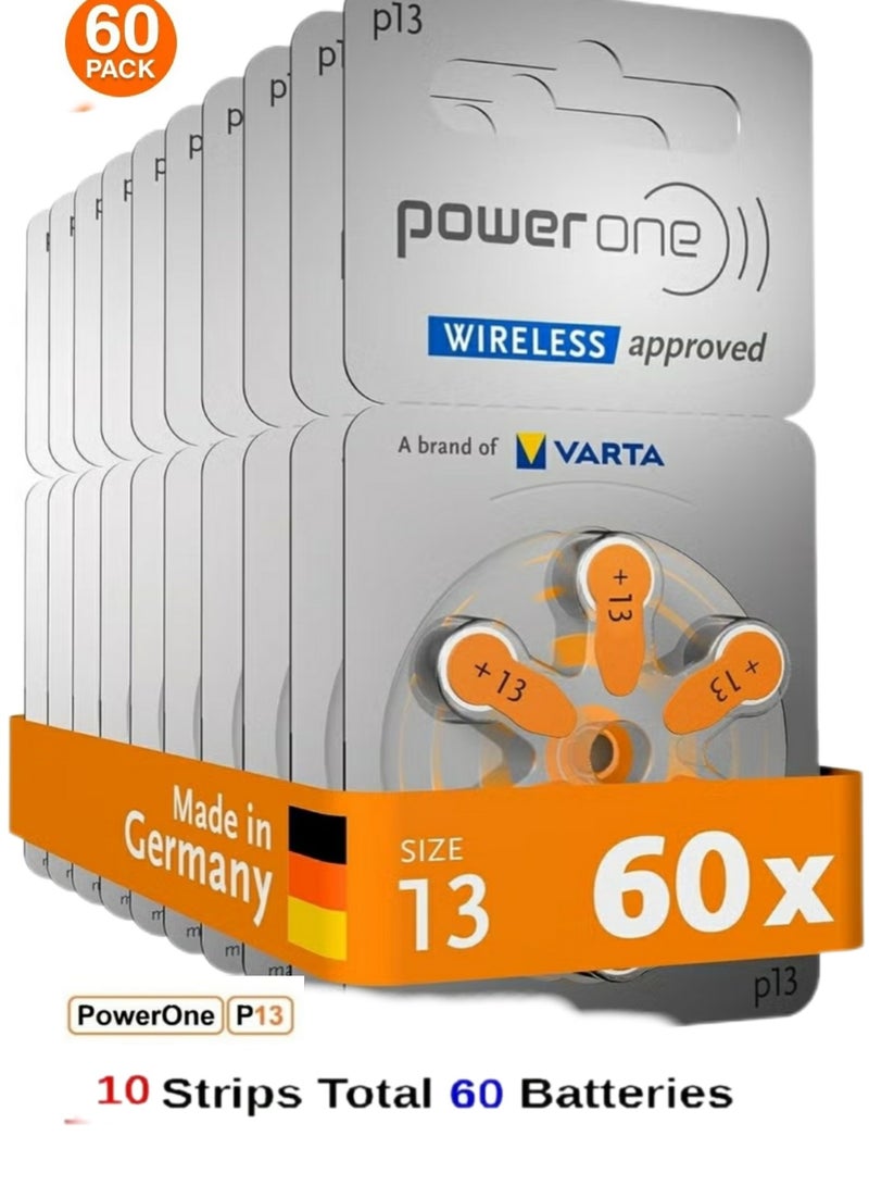Power One 1.45V Original High Level Hearing Aid Batteries P13 Pack Of 60 Pieces  - Image 1