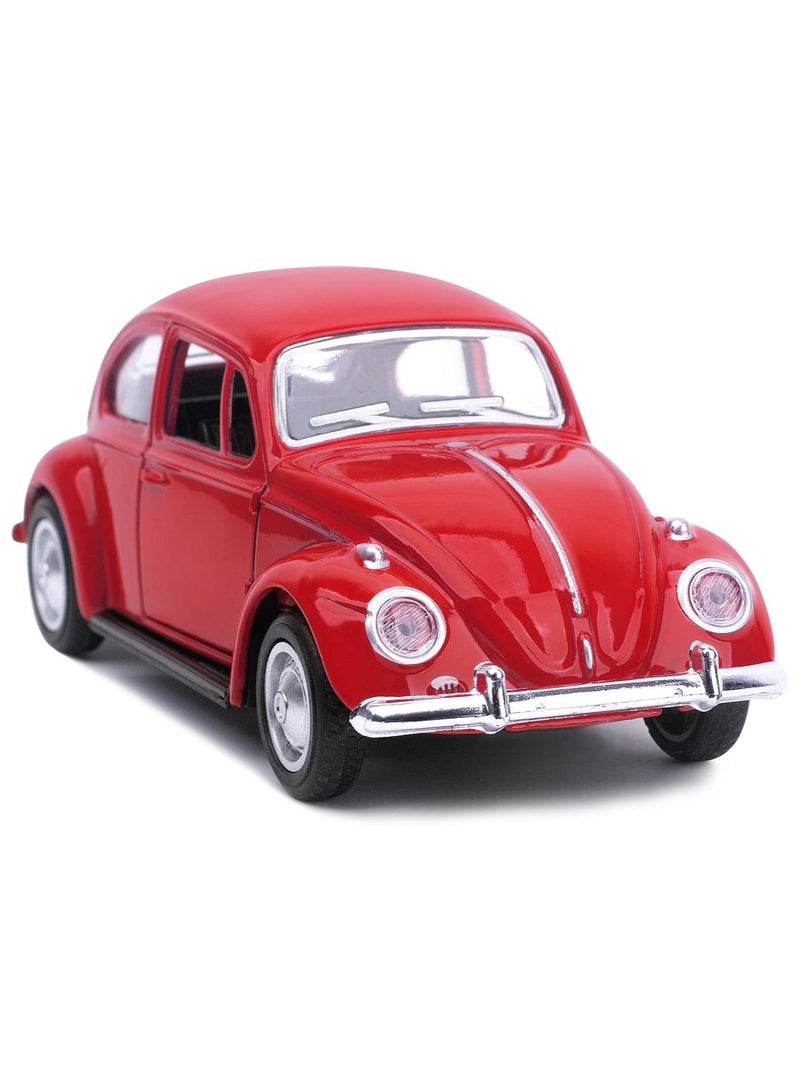HALAMODO 1:36 Alloy Beetle Car Model , Vintage Pull-Back Toy With Opening Doors , Collector's Decor Display ,Model Car Gift For Boys And Girls Red , 12.5 cm*4.5 cm*4 cm - Image 1