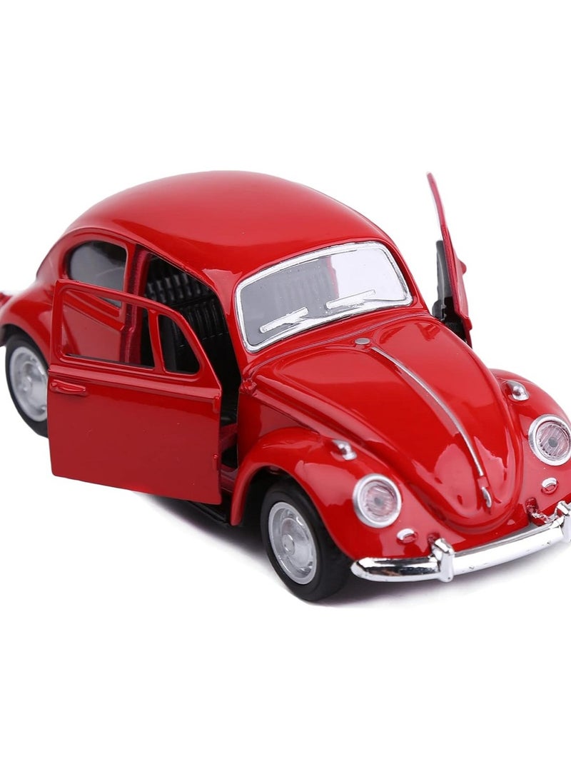 HALAMODO 1:36 Alloy Beetle Car Model , Vintage Pull-Back Toy With Opening Doors , Collector's Decor Display ,Model Car Gift For Boys And Girls Red , 12.5 cm*4.5 cm*4 cm - Image 3