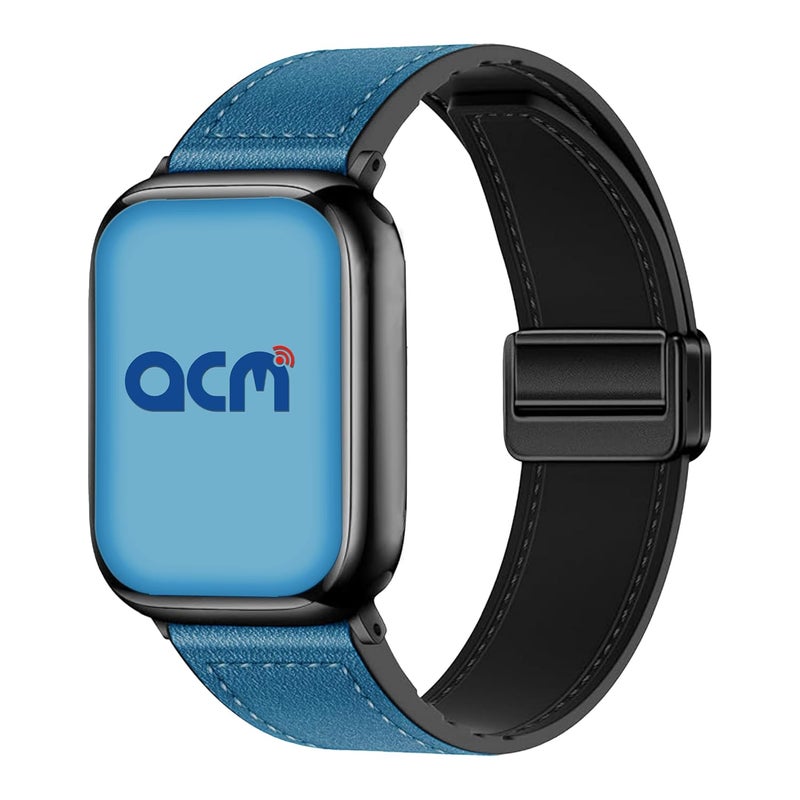 ACM حزام ساعة جلد مغناطيسي سيليكون 22 مم متوافق مع ساعة Noise Halo 2 Mod الذكية حزام فاخر - Image 4