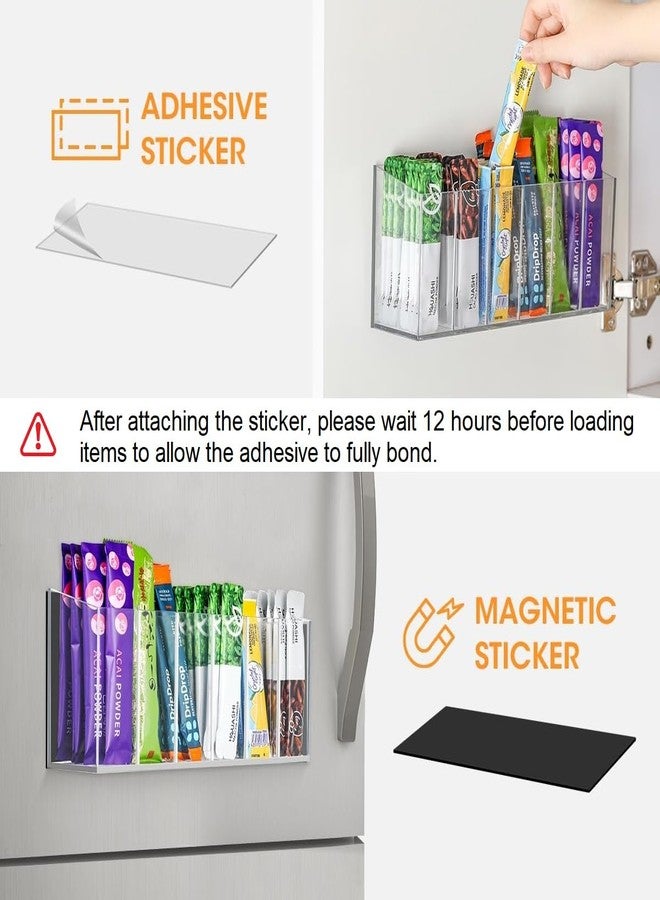 AIEVE Drink Packet Organizer, Mountable Water Packet Organization Holder with Adhesive & Magnetic Sticker, Pantry Organizers Kitchen Storage for Countertop Table Fridge Cabinet - Image 3
