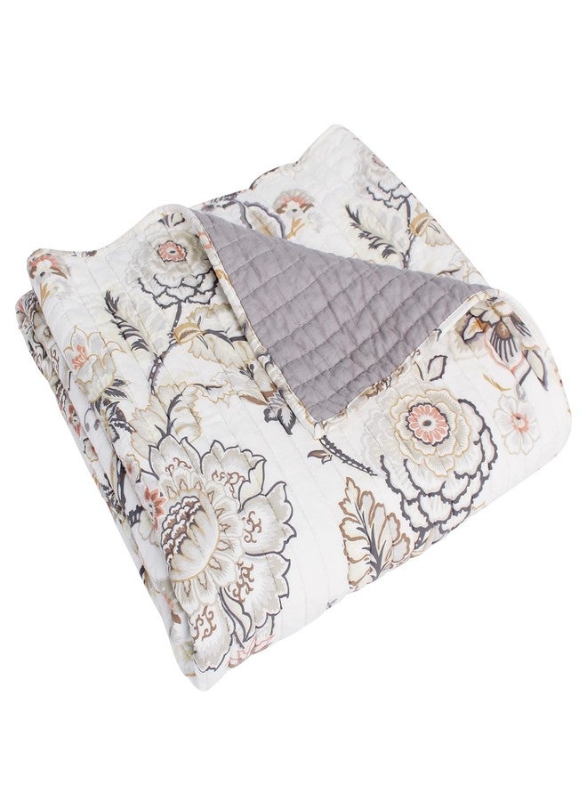 Levtex Home - Ophelia - Throw - Floral - Taupe Grey Cream Blush - Throw Size 50x60in. - Rayon/Cotton - Image 3