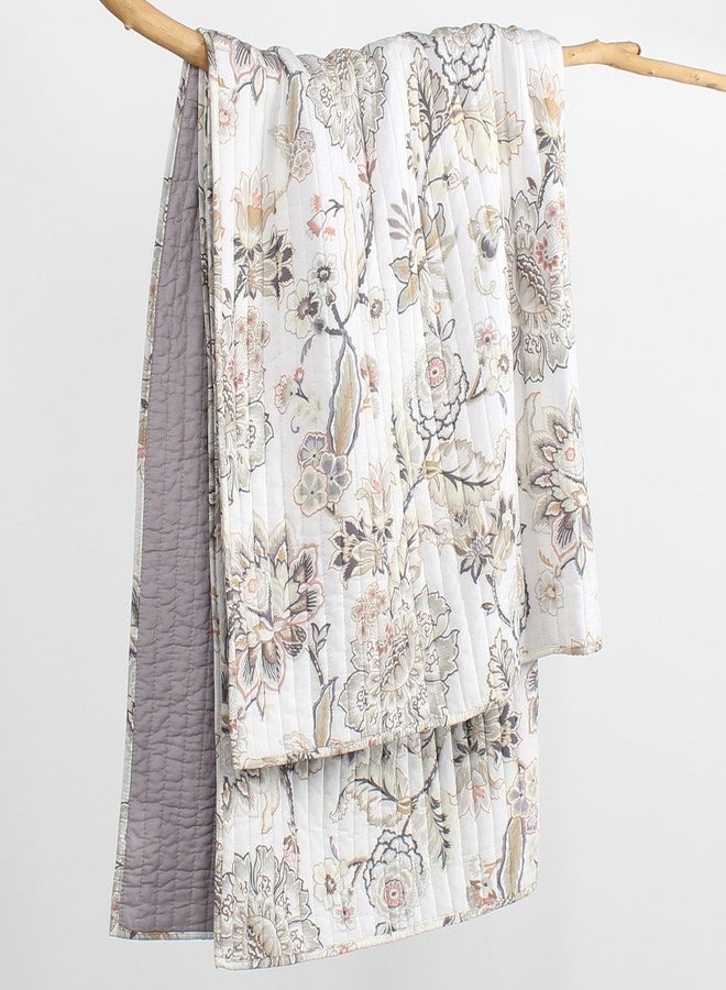 Levtex Home - Ophelia - Throw - Floral - Taupe Grey Cream Blush - Throw Size 50x60in. - Rayon/Cotton - Image 4