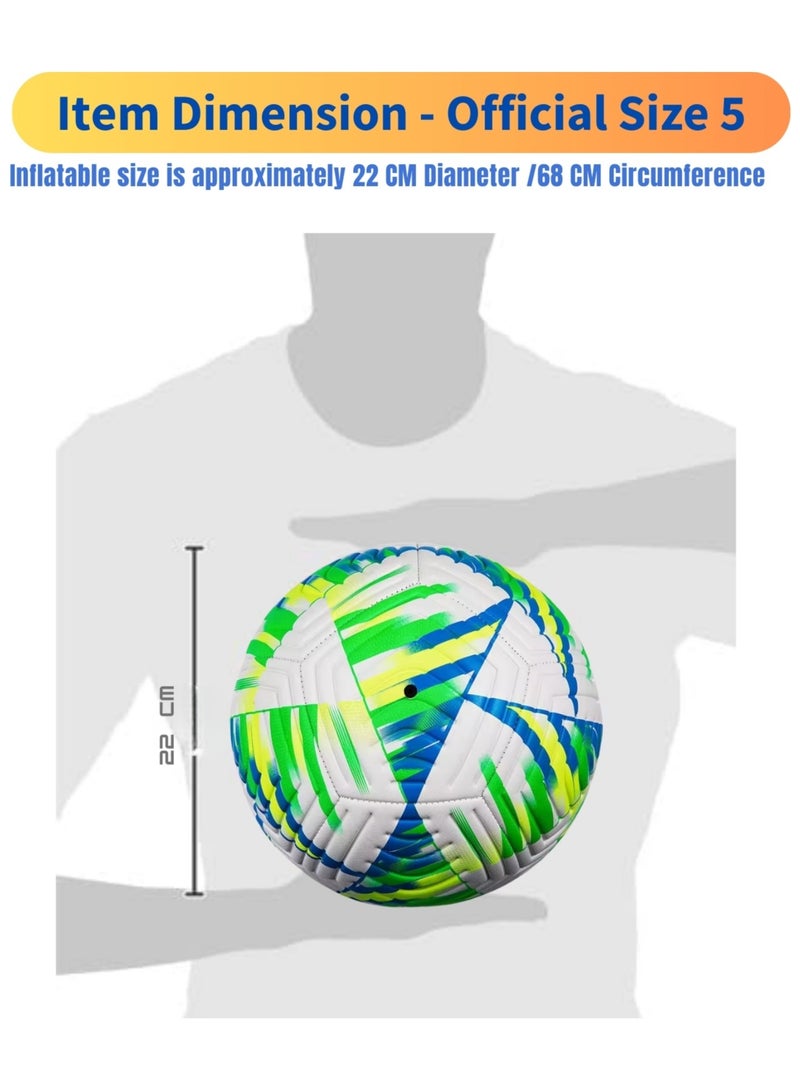 VIO Kids Training Soccer Ball Official Ball Size 5 Durable Machine Stitched Synthetic Football with Reinforced Bladder for All Ages Ideal for Team Games Group Solo Play Training Match Practise Football Matches Competition Suitable for Grass Turf Indoor Surfaces Indoor Outdoor Beginner Professional Gifts for Birthday Boys Girls - Image 5