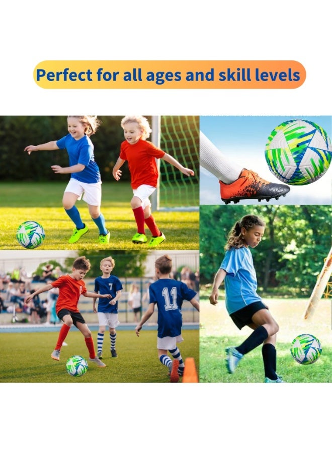 VIO Kids Training Soccer Ball Official Ball Size 5 Durable Machine Stitched Synthetic Football with Reinforced Bladder for All Ages Ideal for Team Games Group Solo Play Training Match Practise Football Matches Competition Suitable for Grass Turf Indoor Surfaces Indoor Outdoor Beginner Professional Gifts for Birthday Boys Girls - Image 3